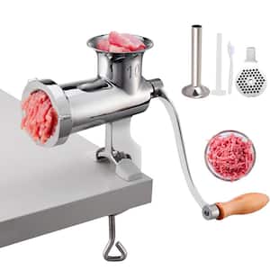 Manual Meat Grinder All Parts Stainless Steel Hand Operated Meat Grinding Machine with Tabletop Clamp 2 Grinding Plates