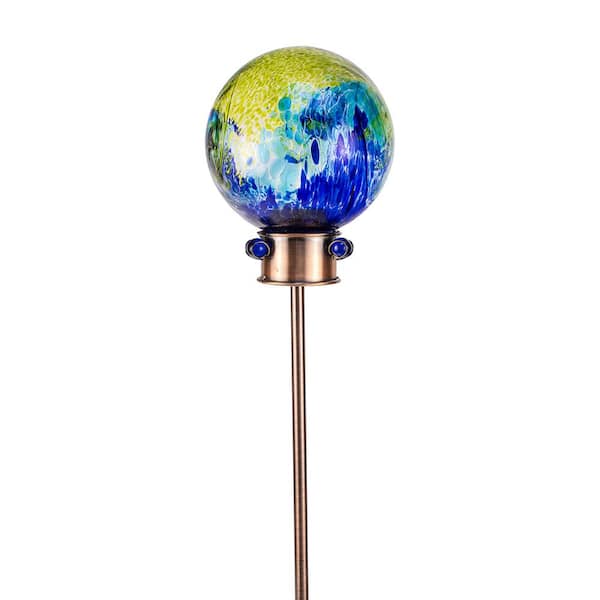 Echo Valley LunaLite Aurora 6 in. Globe Stake Planter Accessory in Green/Blue