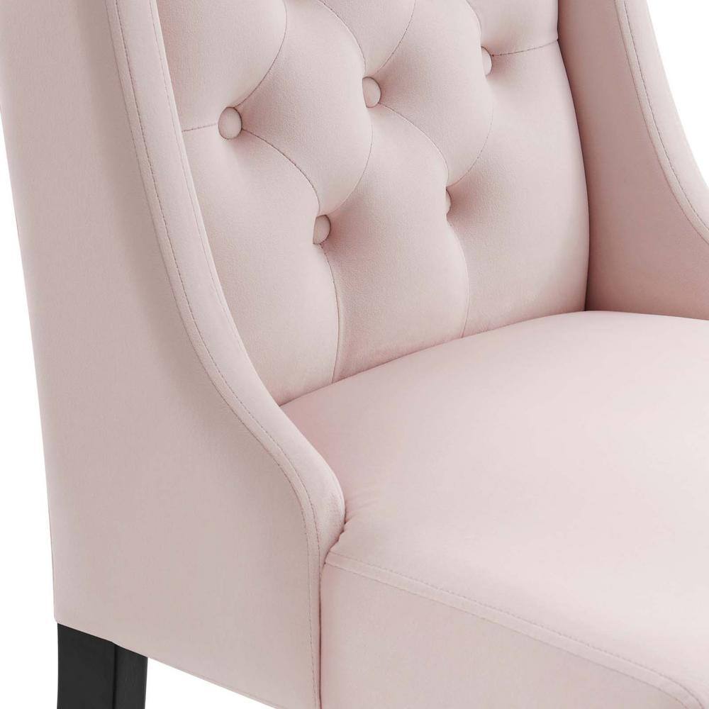 Baronet Pink Velvet Upholstered High Back Side Chairs with Wood Legs