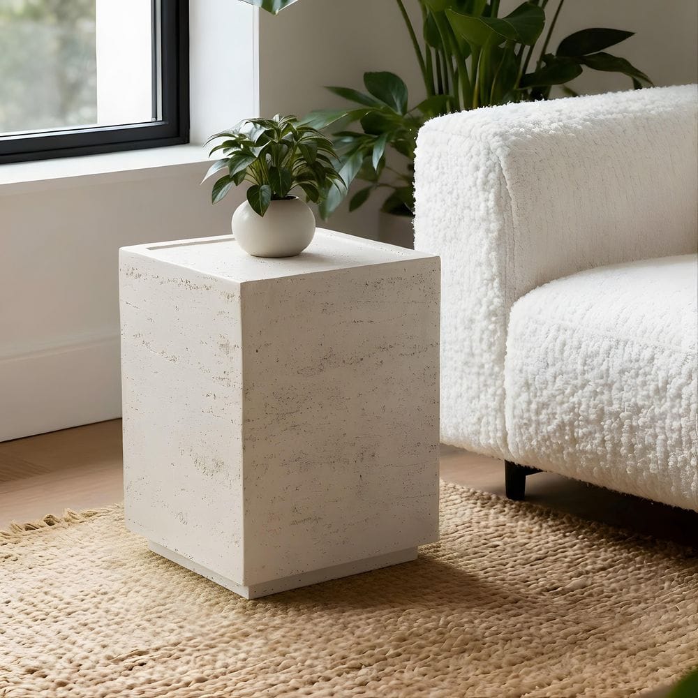 14.2 in. Ivory Square Magnesium Oxide End Table price history on PriceWatchPro