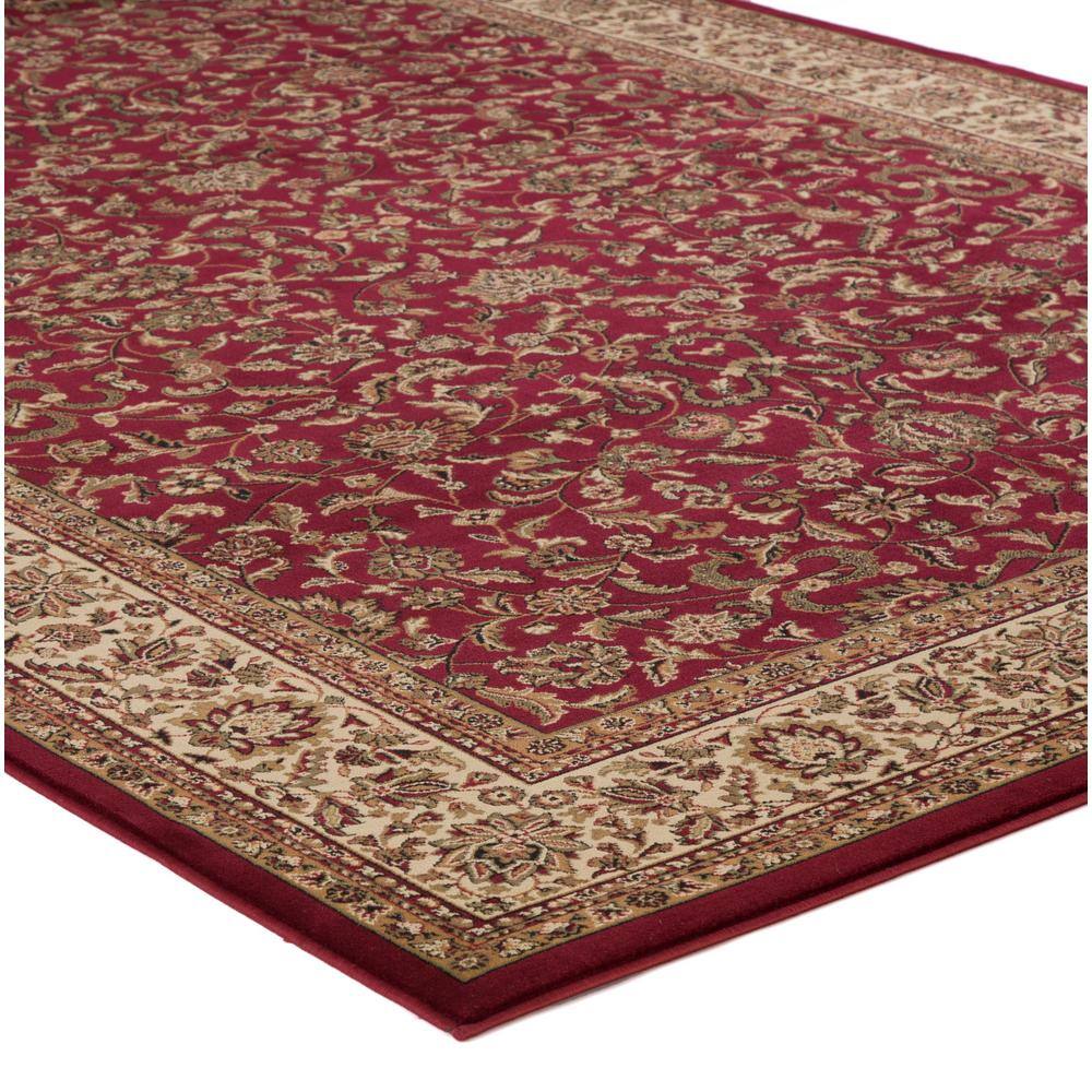 Large Red Oriental Synthetic Area Rug with Jute Backing