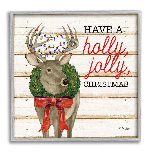 Stupell Industries Holly Jolly Christmas Deer by Paul Brent 1 Piece Framed Graphic Print Animal Poster Art Print 17 in. x 17 in.