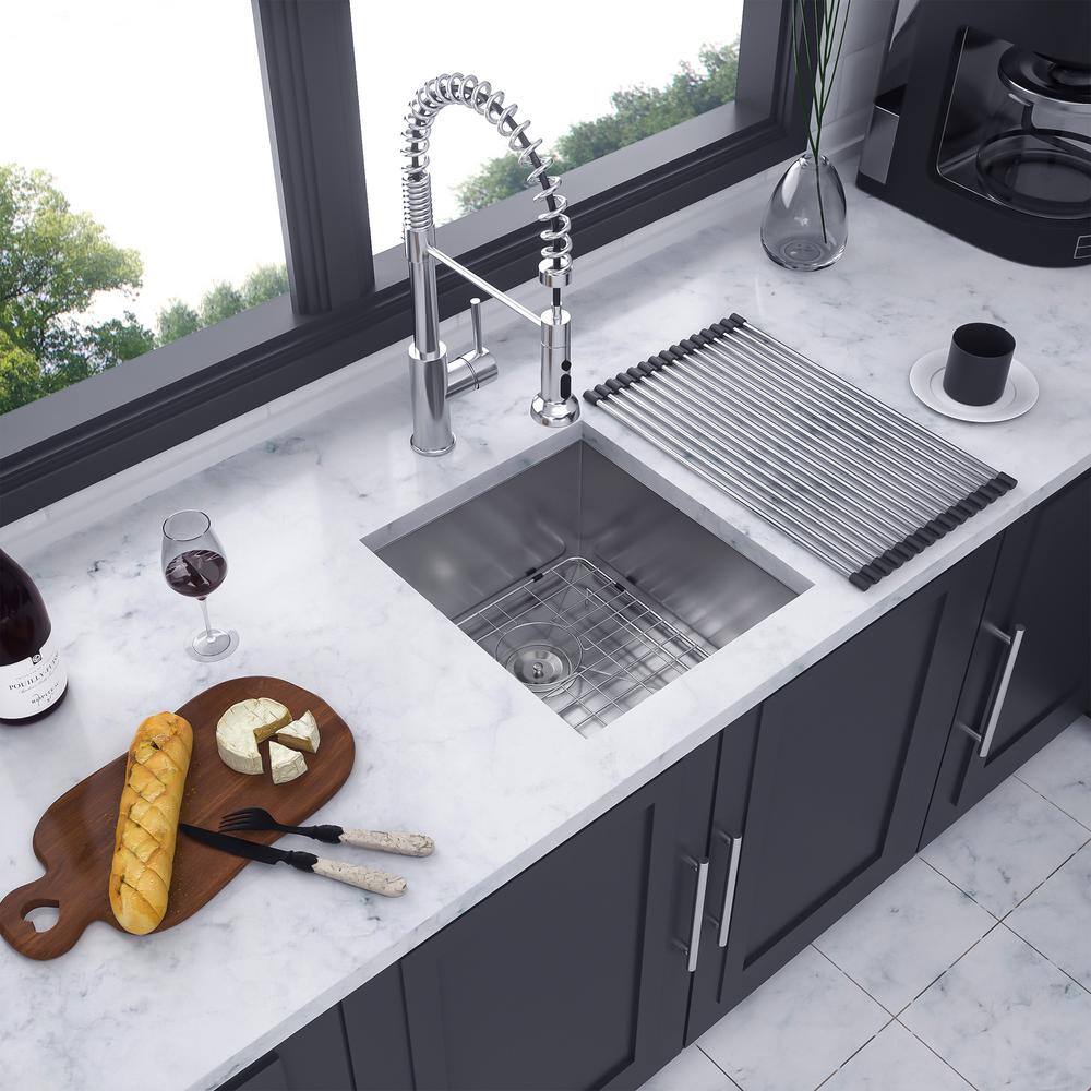 15" x 13" Brushed Stainless Steel Undermount Single Bowl Bar Sink