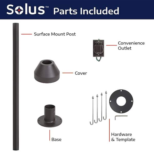 SOLUS 6 ft. Bronze Outdoor Lamp Post Traditional Ground Light Pole with  Cross Arm and Grounded Convenience Outlet SM6-C320STV-BZ - The Home Depot