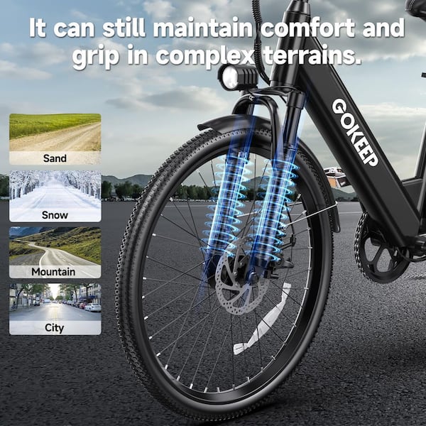 Zeus & Ruta 26 in. Black Fat Tire 500W Motor Shimano 7-Speed, Front Suspension Electric Bicycle