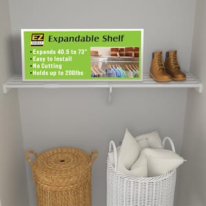 Expandable DIY Closet Shelf & Rod 40 in - 73 in W, White,Mounts to 2 Side Walls (NO End Brackets), Wire, Closet System