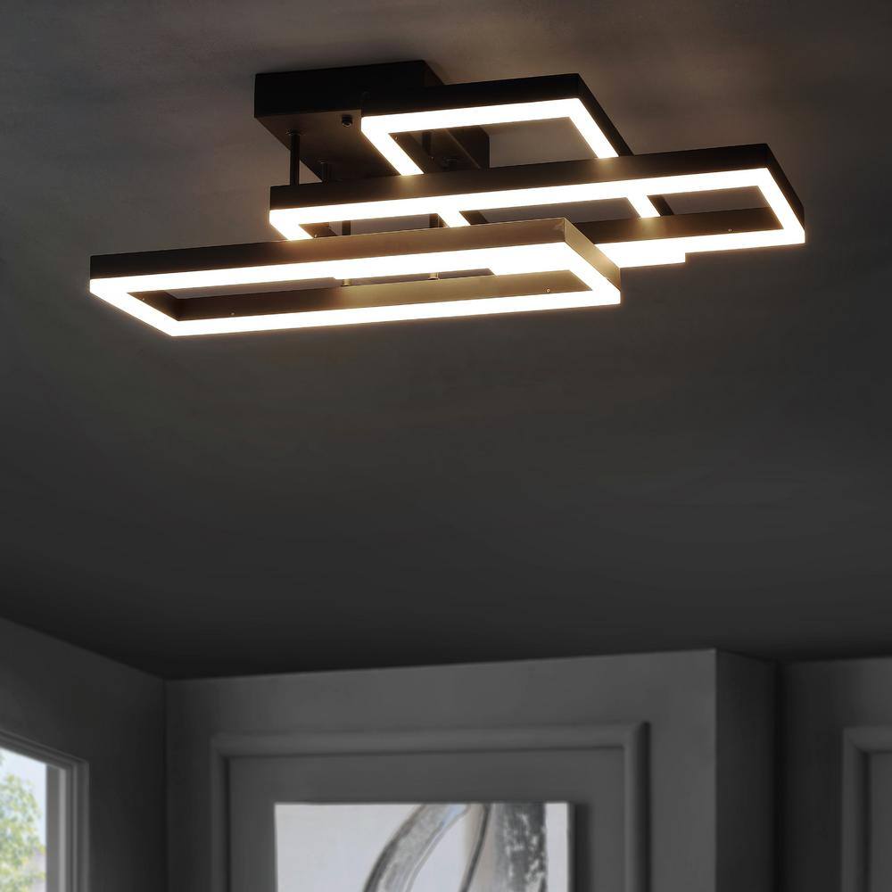 Lumina 28" LED Black Geometric Flush Mount Ceiling Light