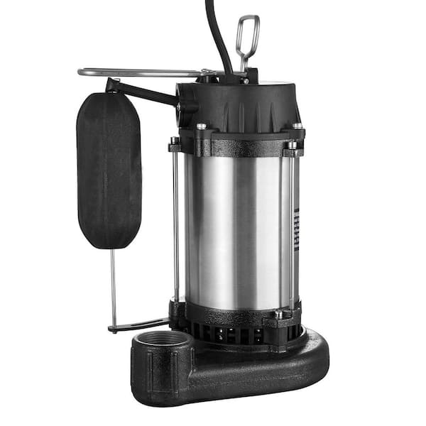 0. 5HP Submersible Sewage Pump, 4188 GPH, Cast Iron, 24 ft. Lift, 10 ft. Cord, Auto Float Switch, Stainless Steel