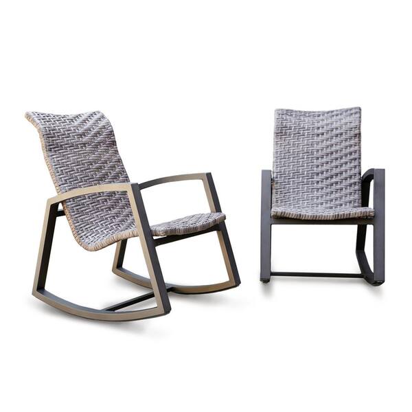 Leisure Made Marion Brown Wicker Outdoor Rocking Chair (Set of 2)