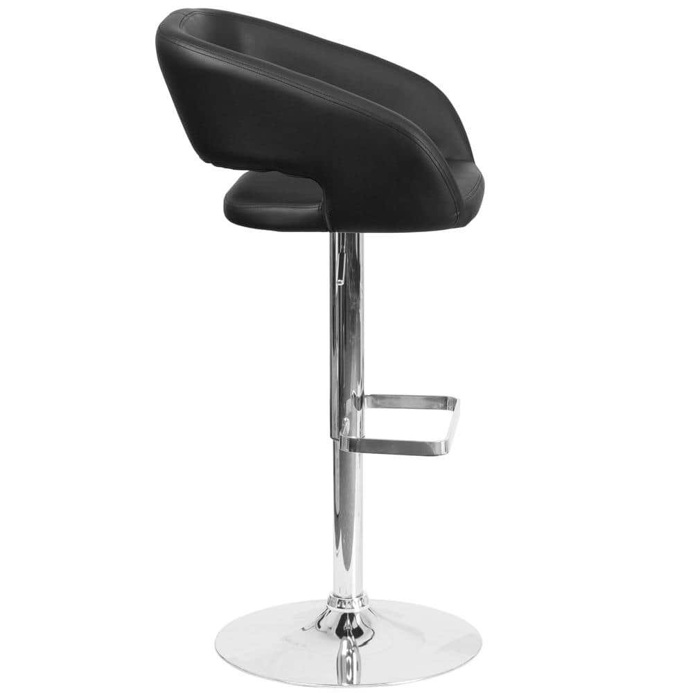 Adjustable Black Vinyl and Chrome Swivel Barstool