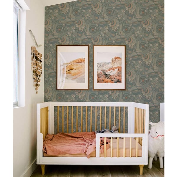 Teal Ethereal Cosmos Vinyl Matte Peel and Stick Wallpaper Roll
