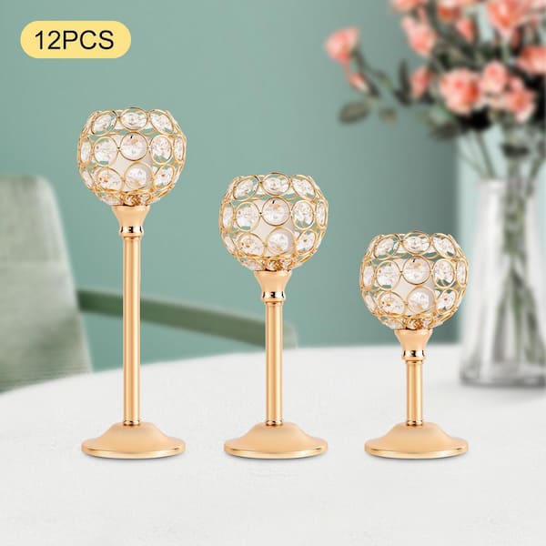 Crystal Candle Holder,Tea Light Candlestick Holders for Wedding Table  Decoration,Centerpiece for Party Home Decor(5Pcs)