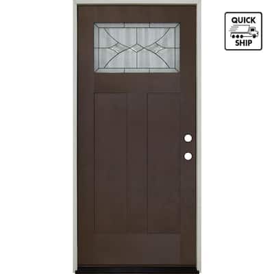 Regency 36 in. x 80 in. Left-Hand 1/4 Lite Radiance Decorative Glass Prefinished Russet Fi — Home Depot clearance