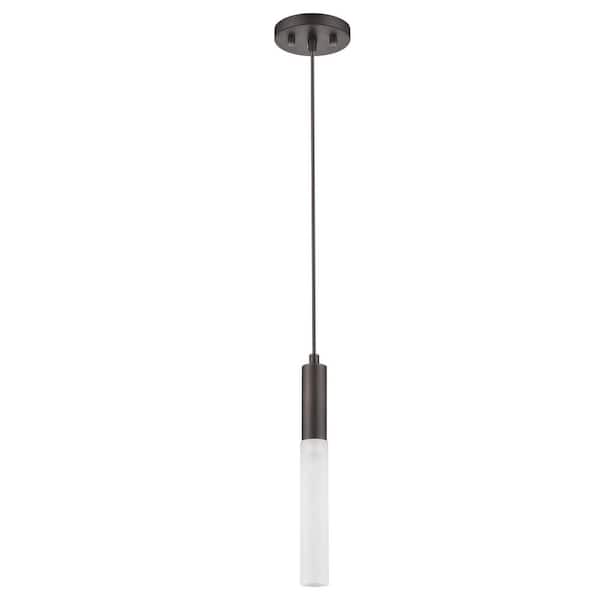 25-Watt 1-Light Bronze Pendant Light with Crystal, No Bulbs Included