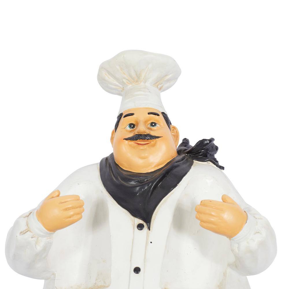 White Polystone Chef Sculpture with Wine Holder Slots