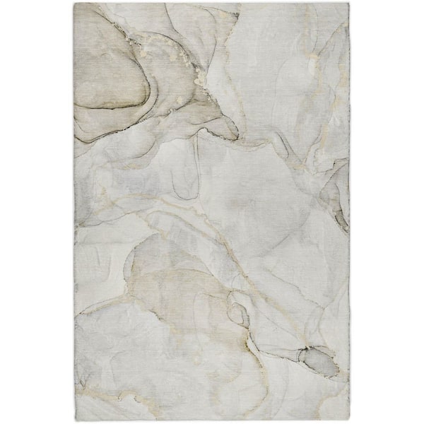 Dream Shag Premium Machine Washable Abstract ADS523 Beige 8 ft. x 10 ft. Area Rug