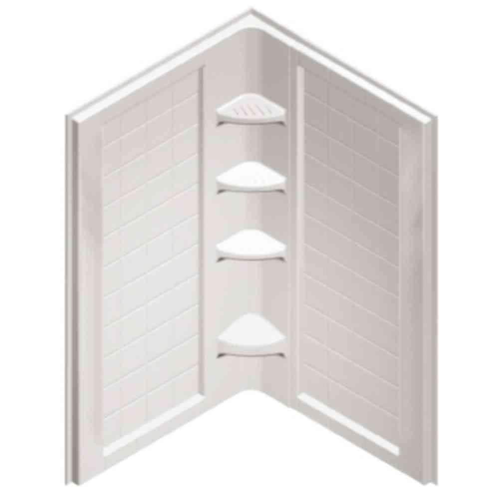 42 in. x 42 in. x 72 in. 2-piece Direct-to-Stud Alcove Shower Wall in White