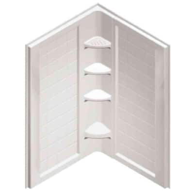 42 in. x 42 in. x 72 in. 2-piece Direct-to-Stud Alcove Shower Wall in White