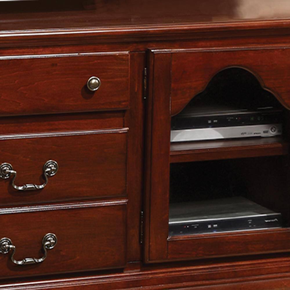 Hercules Cherry Wood TV Stand with Glass Doors
