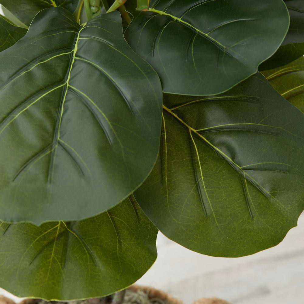 3 ft. Green Artificial Fiddle Leaf Fig Tree with White and Burlap Basket