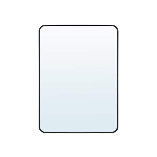 FORCLOVER 24 in. W x 32 in. H Rectangular Aluminium Framed Wall Mount Bathroom Vanity Mirror in Matte Black