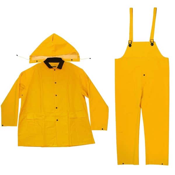 New 0.35mm PVC/Polyester 3pc Rain suit w/ Detachable Hood 