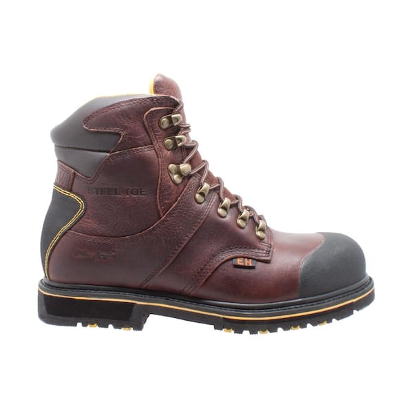 AdTec Men's Tumbled Waterproof 6'' Work Boots - Steel Toe - Dark Brown Size 9(M)
