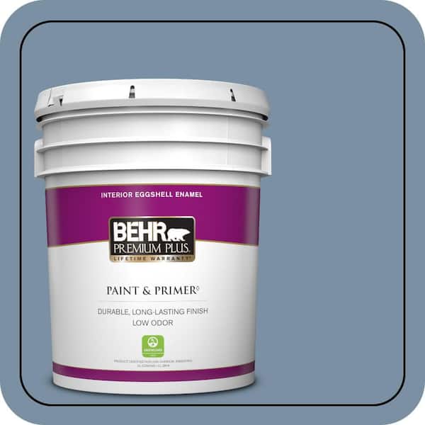 BEHR PREMIUM PLUS 5 gal. #S510-4 Jean Jacket Blue Eggshell Enamel Low Odor Interior Paint & Primer