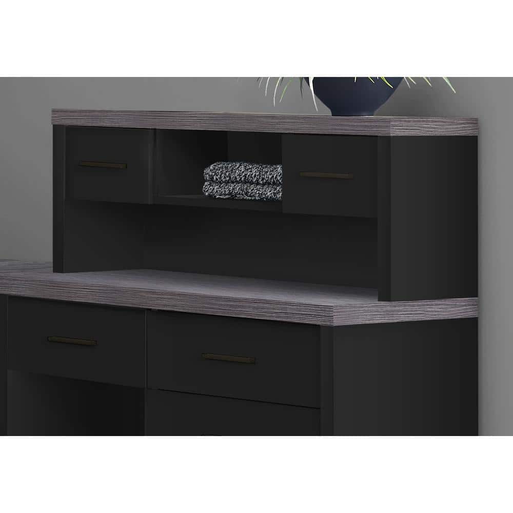 Black and Gray Wood L-Shaped Corner Computer Desk with Filing Cabinet