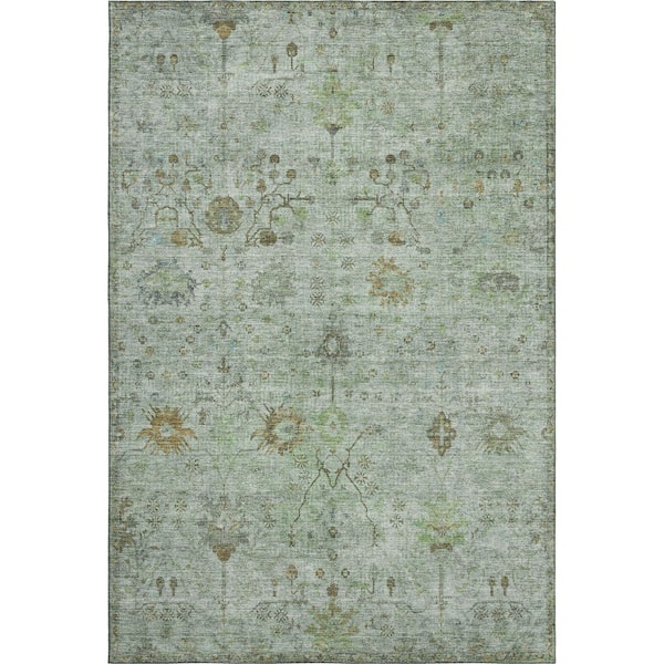 Mayfield Premium Machine Washable Abstract AMF1972 Aloe 10 ft. x 14 ft. Area Rug