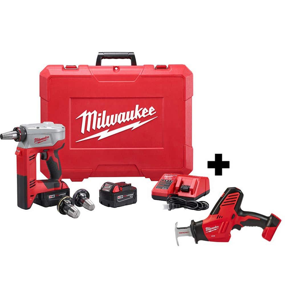 Milwaukee M18 18-Volt Lithium-Ion Cordless 3/8 in. to 1-1/2 in Expansion Tool Kit with 3 Heads and HACKZALL -  2632-22XC-26