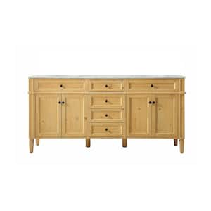 Simply Living 72 in. W x 21.5 in. D x 35 in. H Bath Vanity in Natural Wood with Carrara White Marble Top