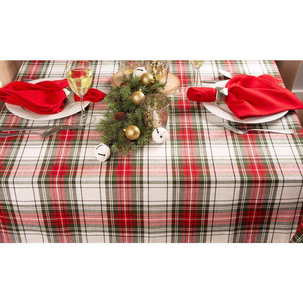 Christmas Plaid Red Green White Fabric Tablecloth 60x104