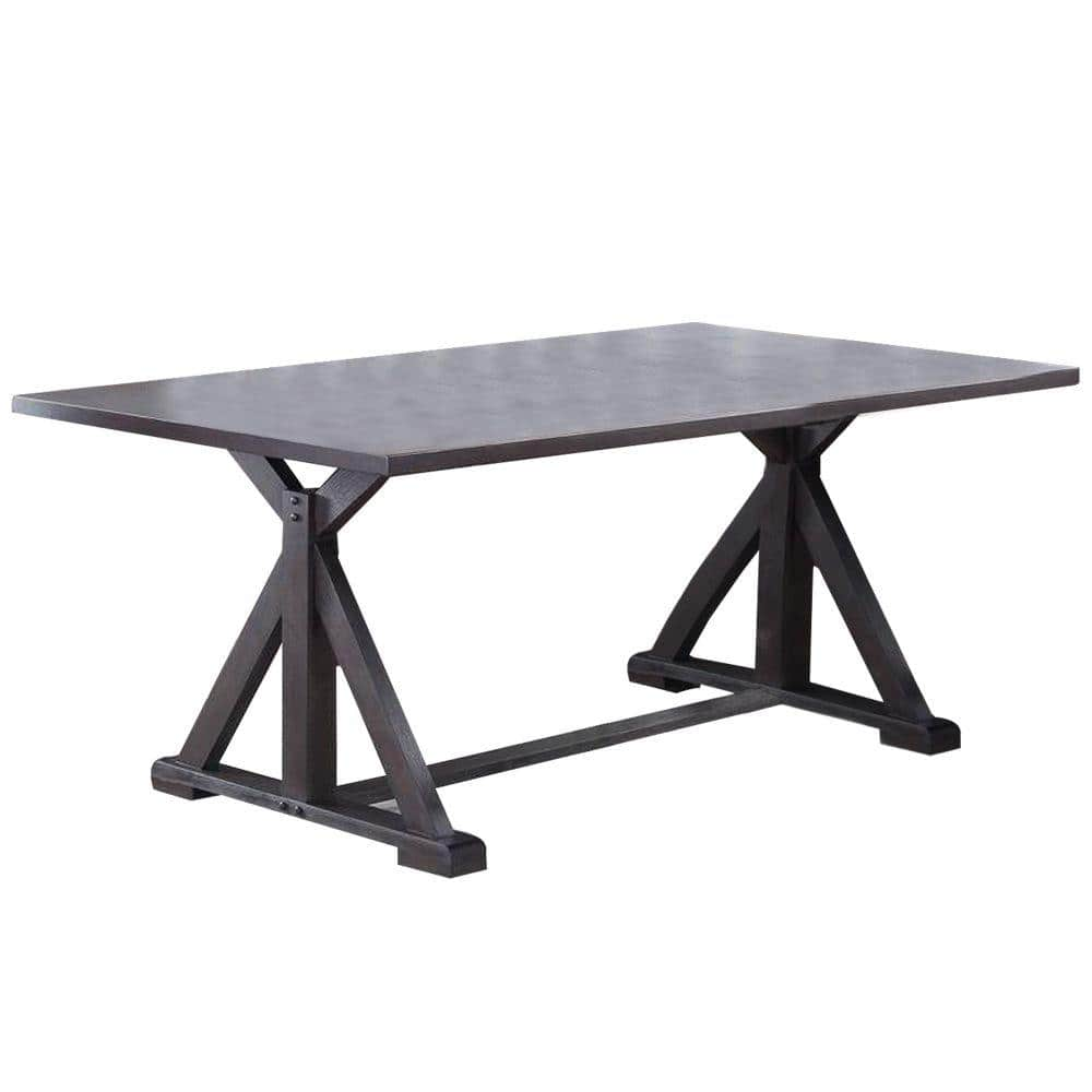 Benjara 40 In.Brown Wood Trestle Base Dining Table (Seat Of 6) BM299071 ...