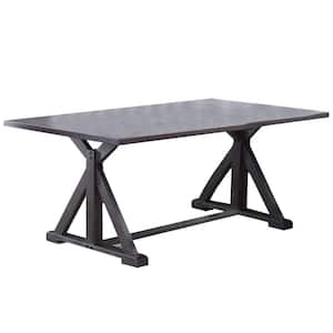 40 in.Brown Wood Trestle Base Dining Table (Seat of 6)