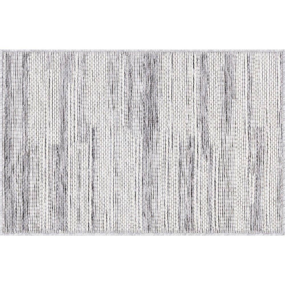 Tayse Rugs Bailey Gray 2 ft. x 3 ft. Transitional Geometric Flat Weave ...