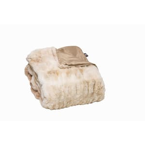 Seafuloy Beige Faux Fur Throw Blanket 50 in. x 60 in. Cozy Plush Throw  Blanket for Couch Sofa Bed B-B00003 - The Home Depot