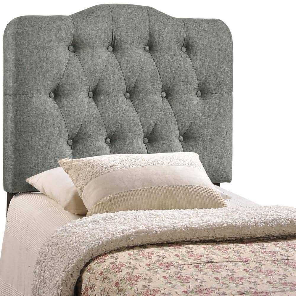 Gray Tufted Linen Upholstered Twin Headboard