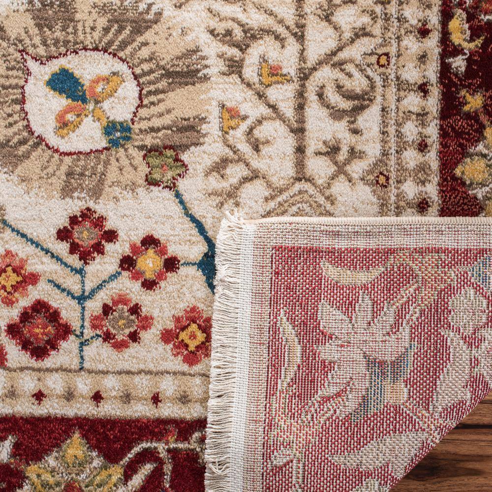 Ivory and Red 9' x 12' Synthetic Reversible Area Rug
