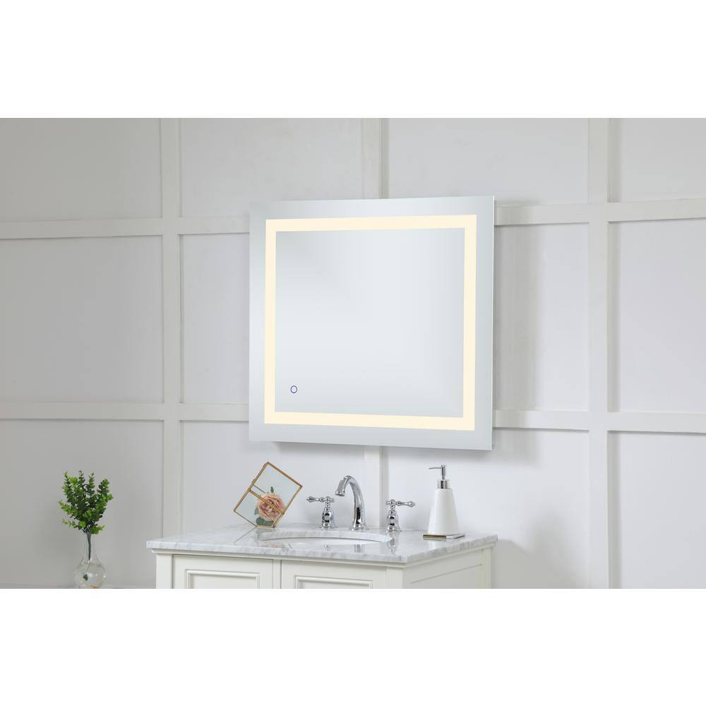 Polished Nickel Rectangular LED Light Bathroom Vanity Mirror