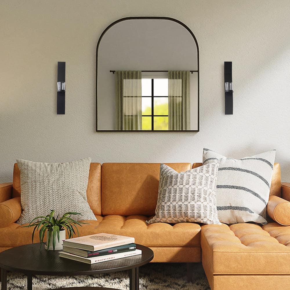 Black Metal and Glass Wall Sconce Candle Holder Set