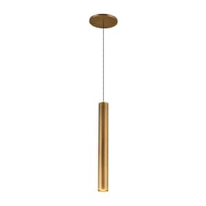 Mason 14 in. 1 Light Vintage Brass Integrated LED Pendant Light