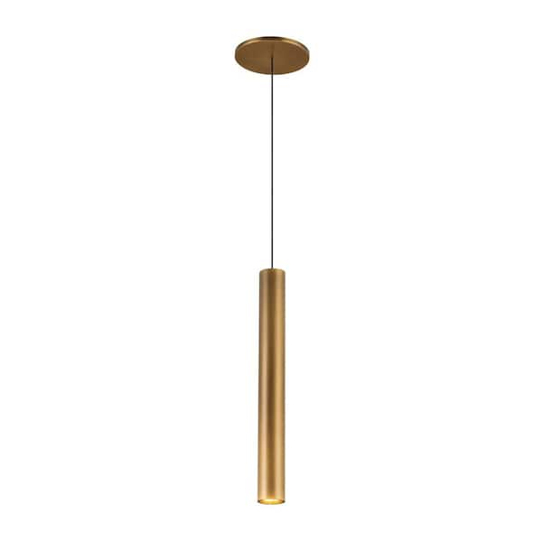 KUZCO Mason 14 in. 1 Light Vintage Brass Integrated LED Pendant Light ...