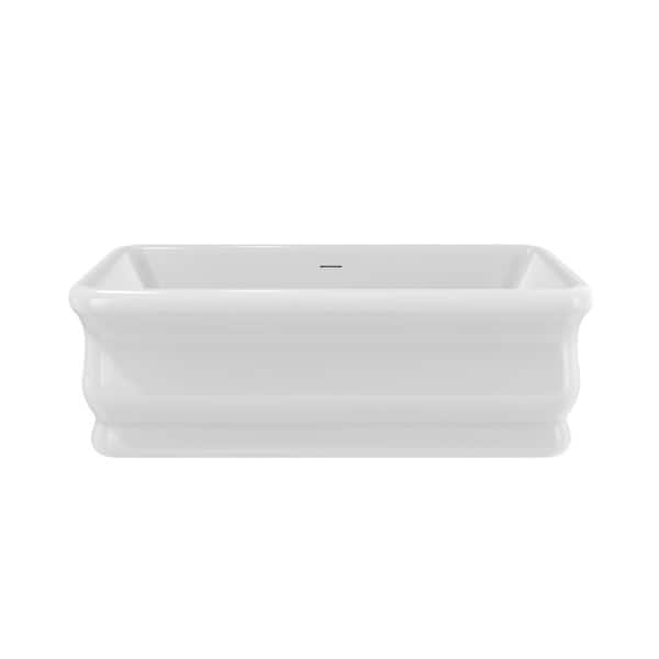 Crest 67 in. x 31.5 in. Acrylic Freestanding Soaking Bathtub in White with Center Drain in Polished Brass