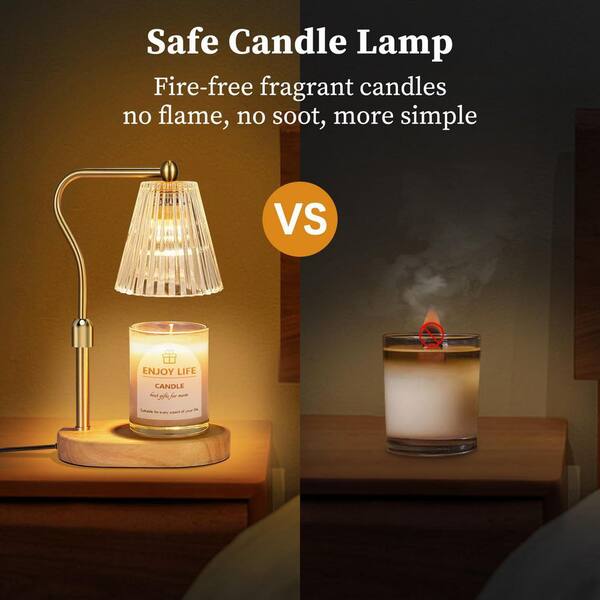 BeamBox 11.2 in. Amber Candle Warmer Table Lamp with Timer, Dimmer