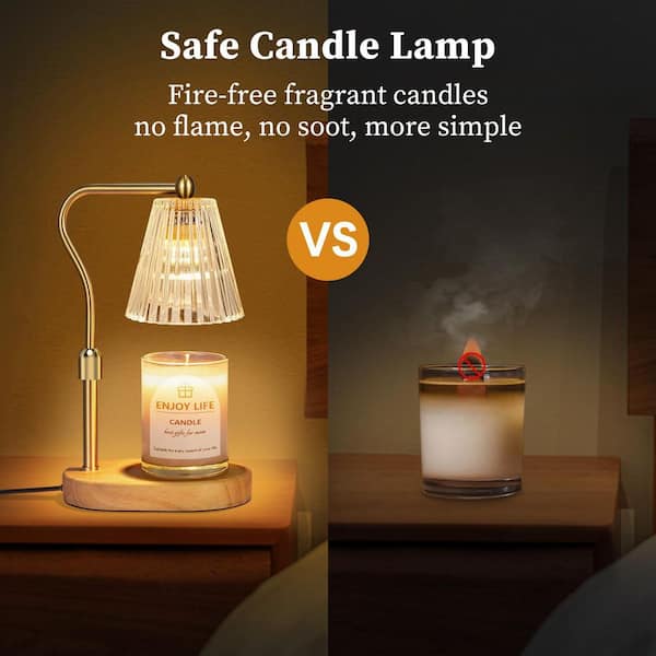 BeamBox 11.2 in. Amber Candle Warmer Table Lamp with Timer, Dimmer
