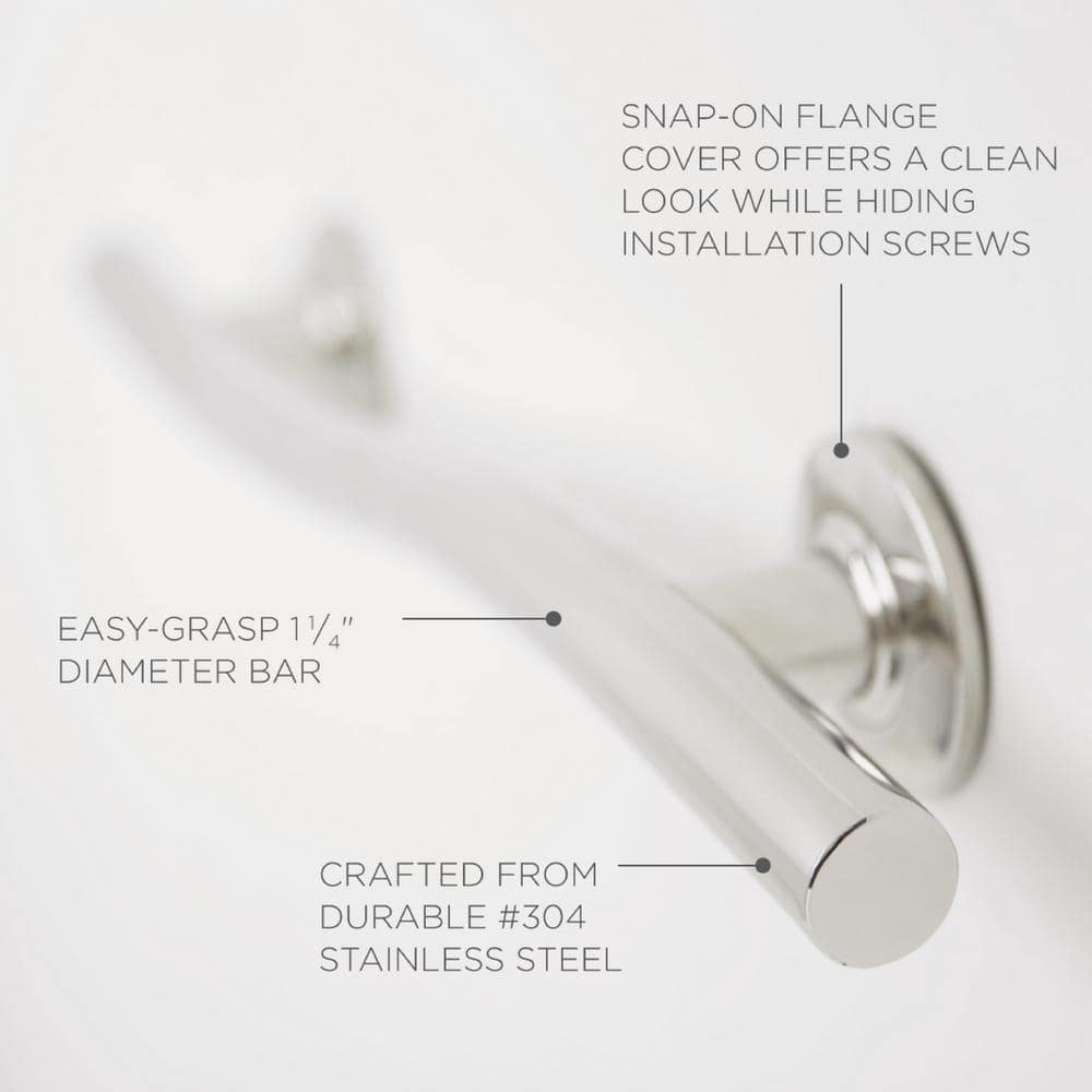 18" Polished Stainless Steel Wave Grab Bar