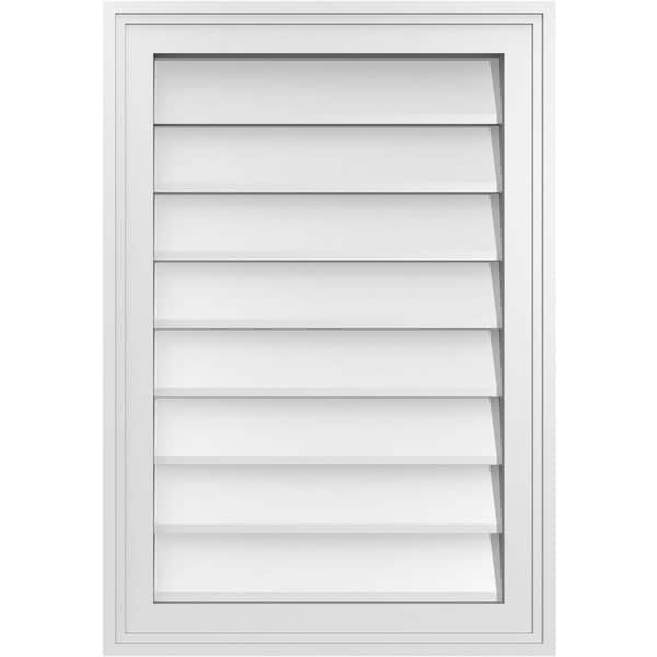 Ekena Millwork 18" x 26" Vertical Surface Mount PVC Gable Vent: Non-Functional with Brickmould Frame