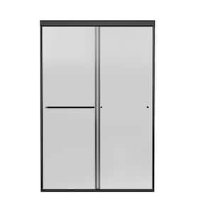 48 in. W x 72 in. H Double Sliding Framed Shower Door in Matte Black with 6 mm Tempered Glass and Handle