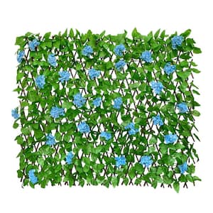 11 in. Blue Expandable Fence Plastic Privacy Screen Faux Ivy Decorative